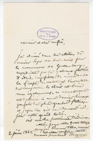 Correspondance de Becquerel [à Pierre-Jean David d'Angers]