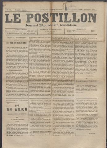 Le postillon. 6 déc. 1883 (1re année, n° 44)