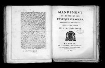 Mandement de Mgr l'évêque d'Angers qui ordonne des prières pendant la tenue des Etats généraux