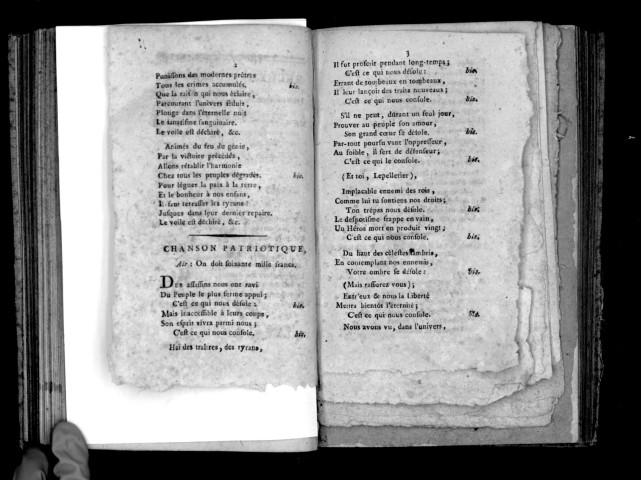 Recueil d'hymnes, chansons et ronde patriotiques, qui seront chantées à la Fête civique qui sera célébrée le décadi 20 pluviose, pour la plantation de l'Arbre vivant de la Liberté
