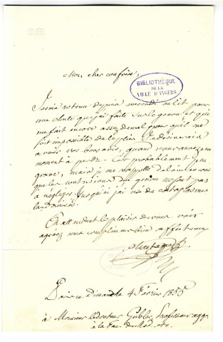 Correspondance de Montagne [au Dr Gubler]