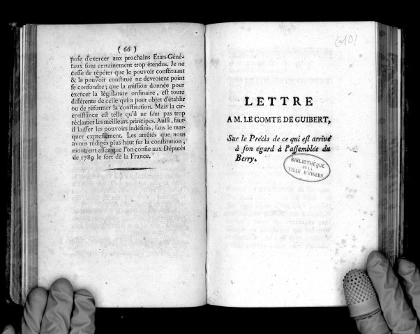 Lettre à M. le comte de Guibert, sur le précis de ce qui est arrivé à son égard à l'assemblée du Berry
