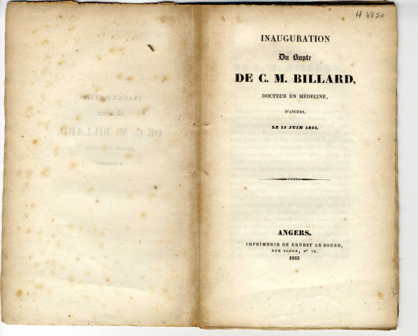 Inauguration du buste de C.-M. Billard d'Angers