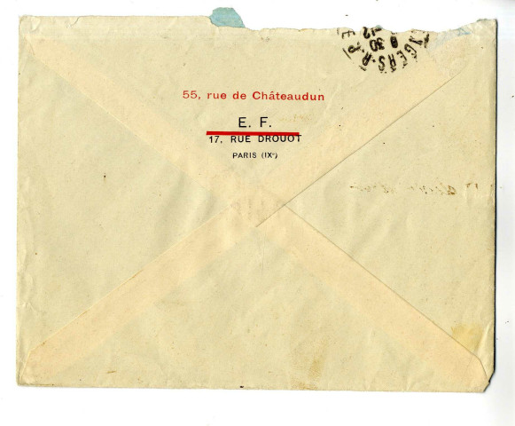 Lettre autographe de David d'Angers à Adville, bibliothécaire, accompagnée de deux lettres du vendeur Emmanuel Fabius