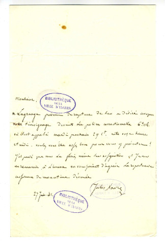 Correspondance de Jules Favre avec Pierre-Jean David d'Angers