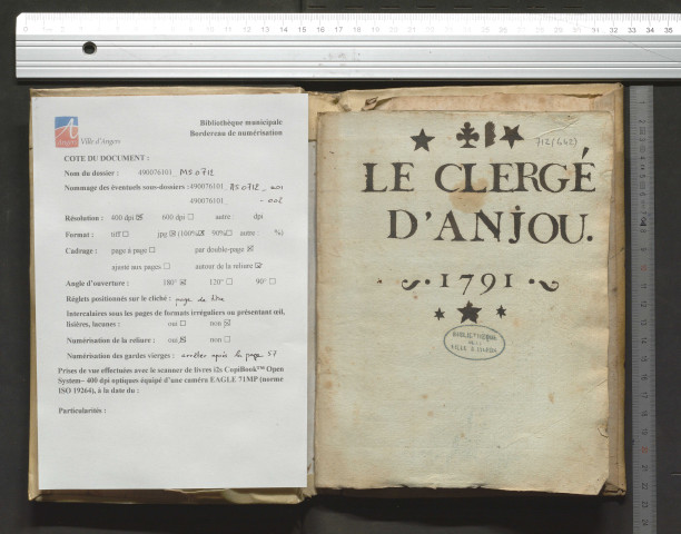 Liste alphabétique des membres du clergé d'Anjou en 1791, des communautés religieuses et des collégiales du diocèse
