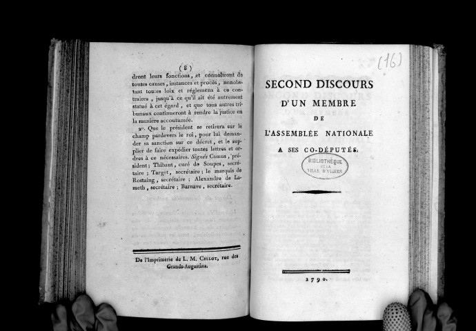 Second discours d'un membre de l'Assemblée nationale à ses co-députés