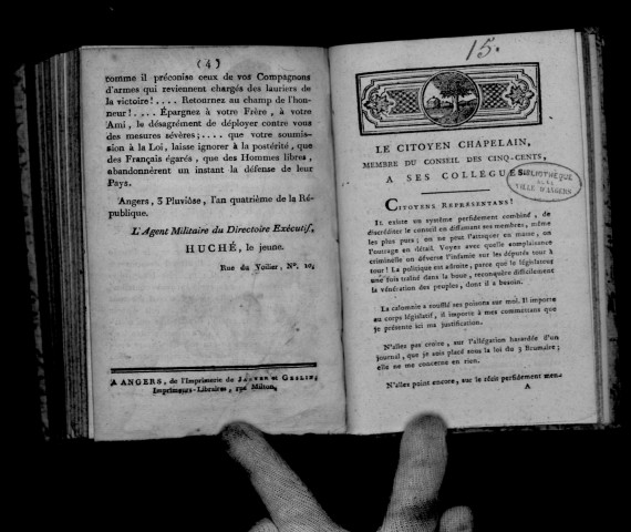 Le citoyen Chapelain, membre du Conseil des Cinq-Cents, à ses collègues